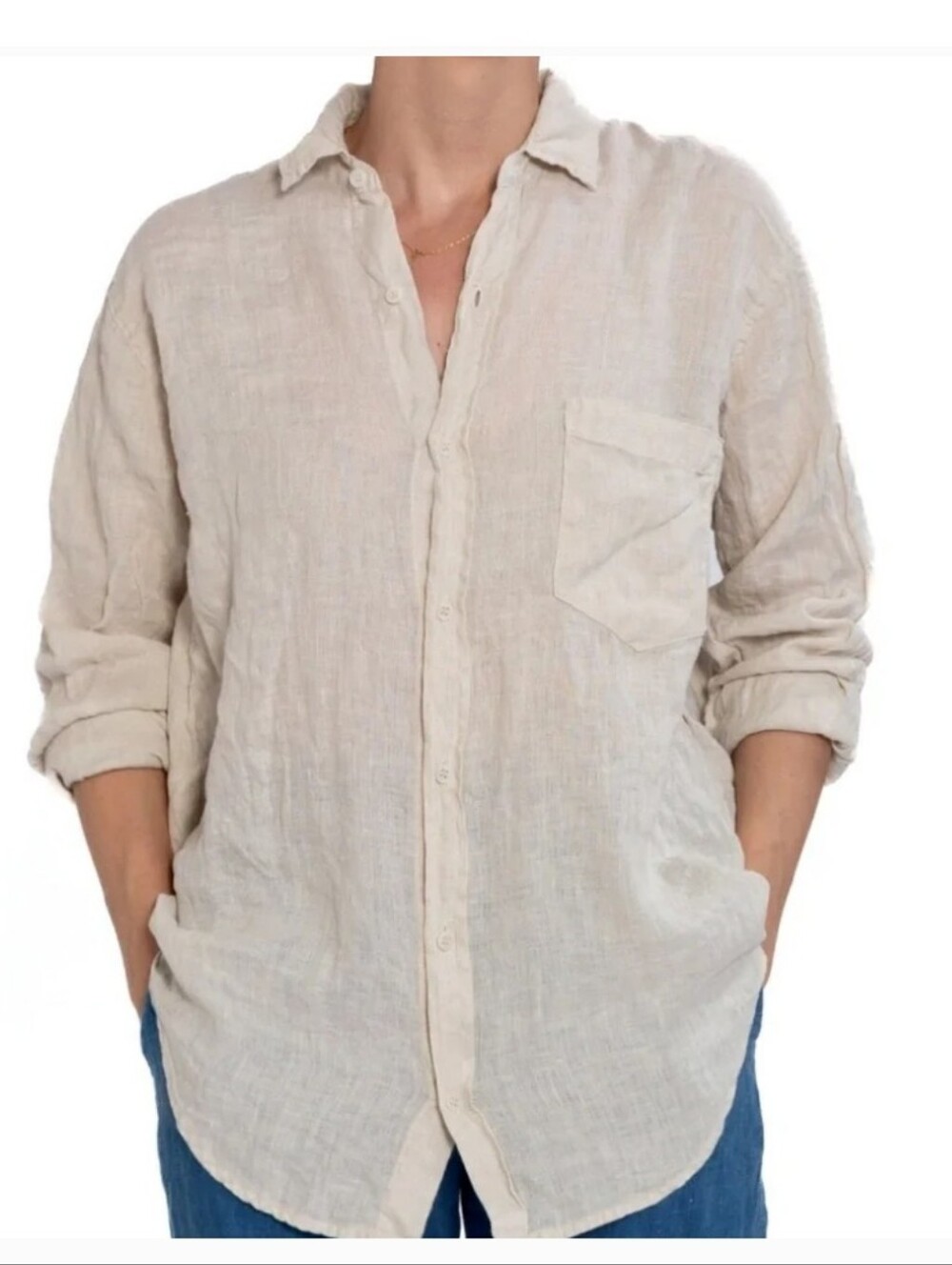 CP Shades Joss Linen Shirt Small Beige